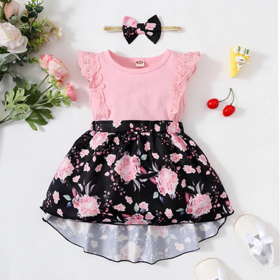 Infant girls ruffled sleeve layer dress FSH