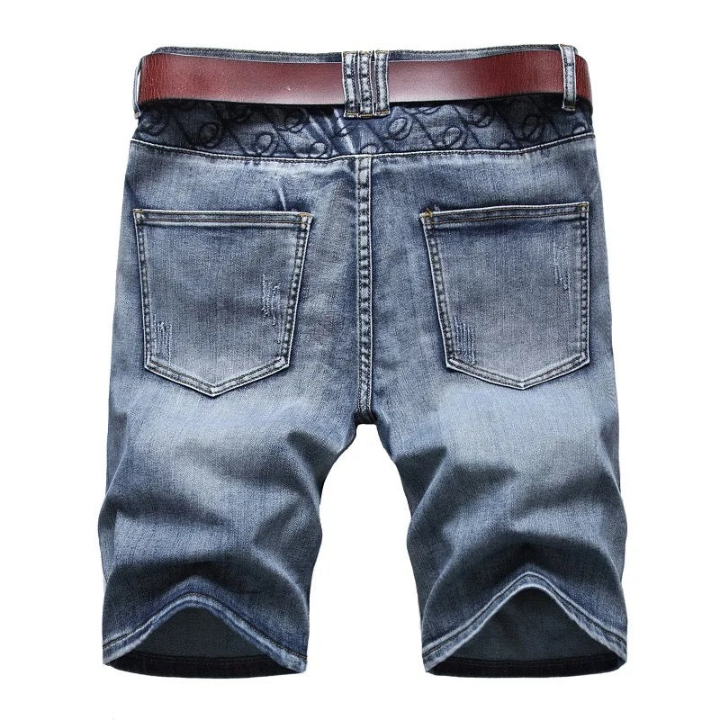 Men slim fit straight Jean shorts Yin