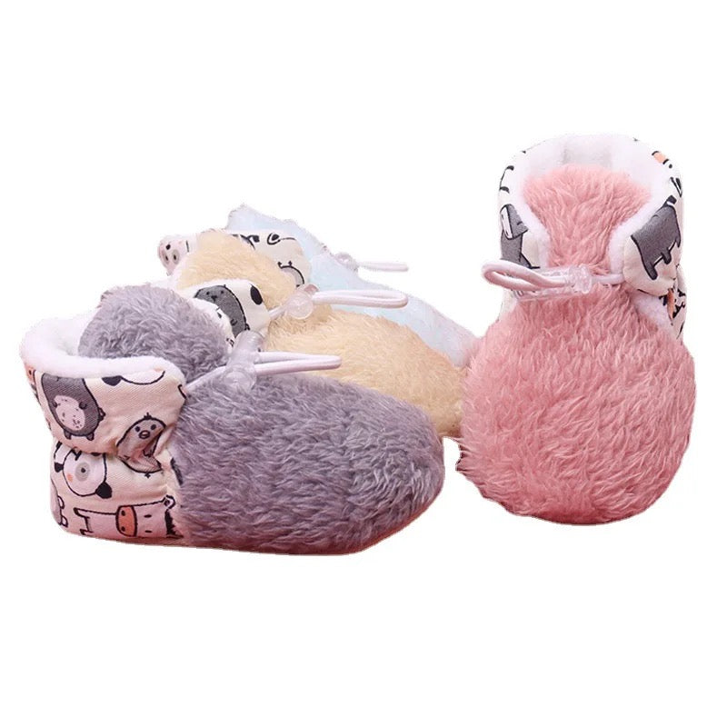 Plush booties with animal print toddlers/infants SHO