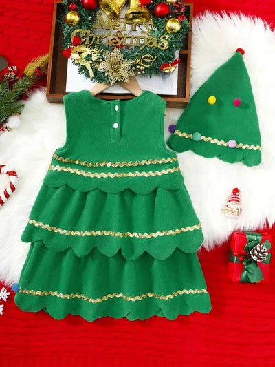 Toddler girls Christmas tree performance costumes FSH