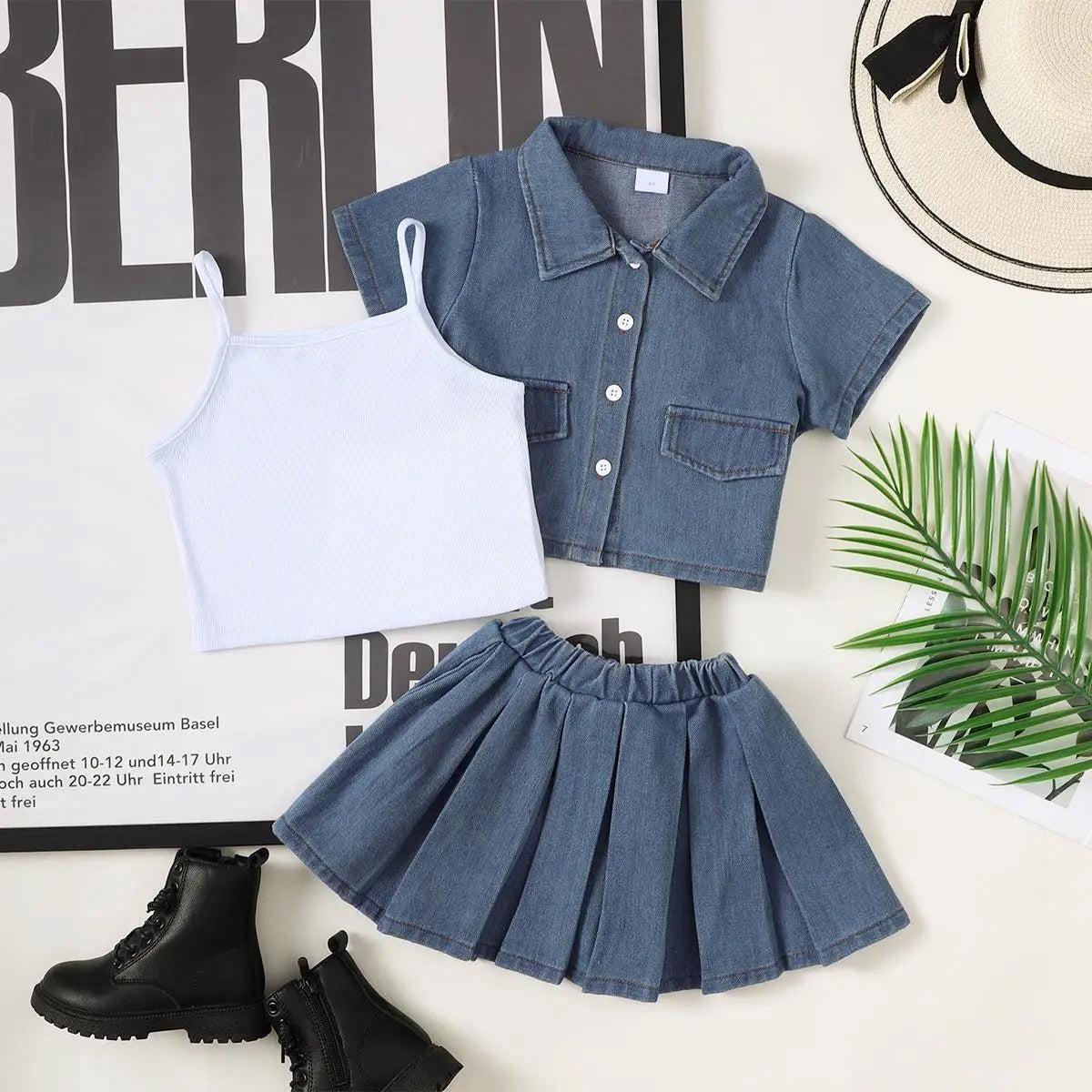 Girls denim skirt set 3 pc FSH