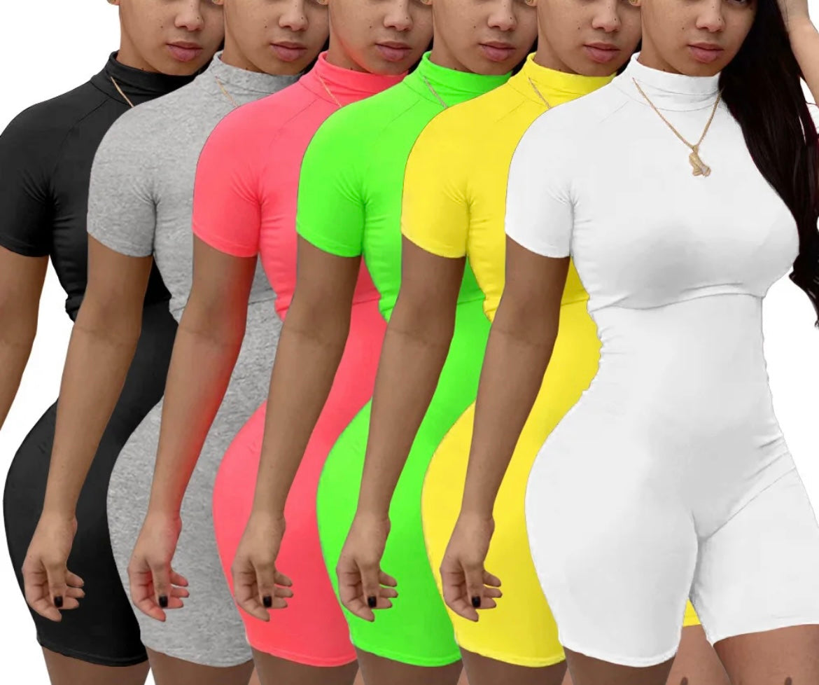 Women romper biker short bodycon one piece jumpsuit