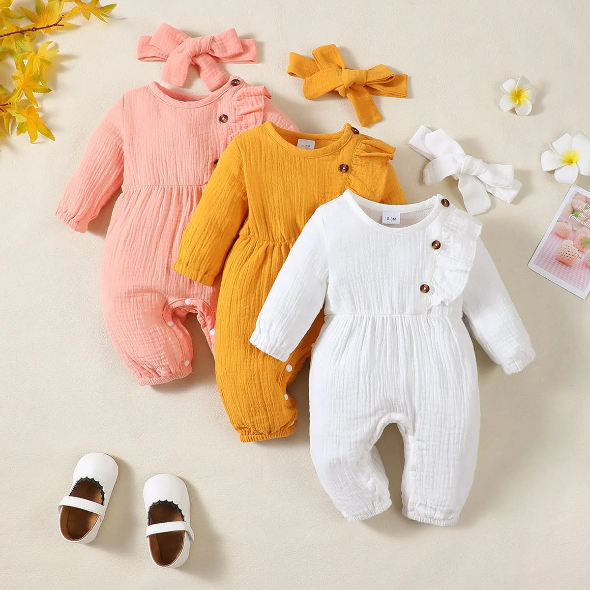 Baby girl long sleeve romper 3 pc FSH