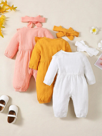 Baby girl long sleeve romper 3 pc FSH