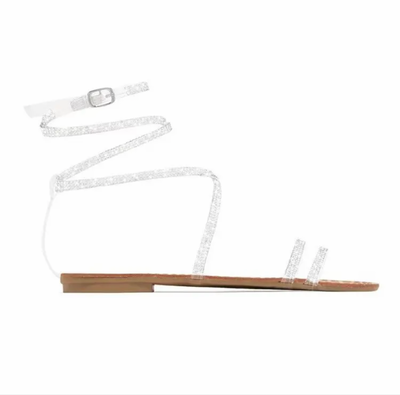 Black leg tie flat sandals