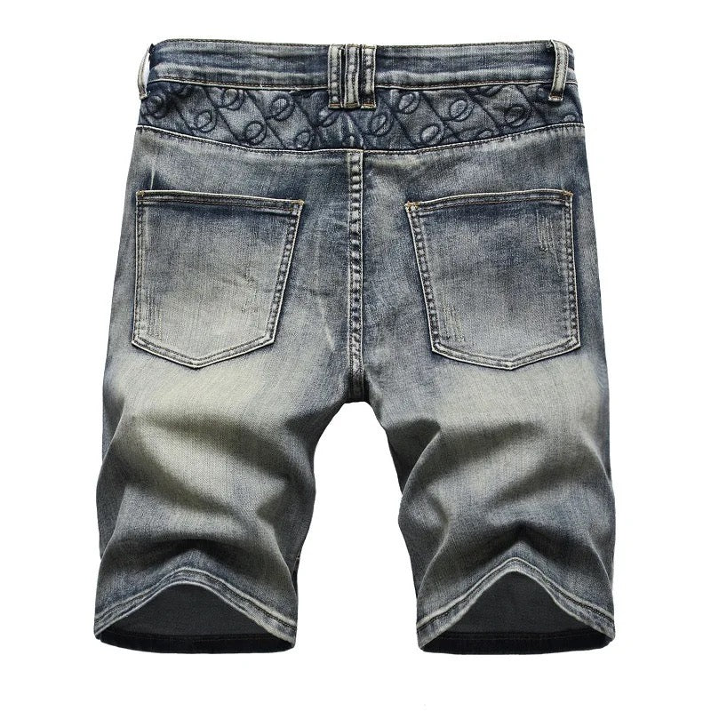 Men slim fit straight Jean shorts Yin