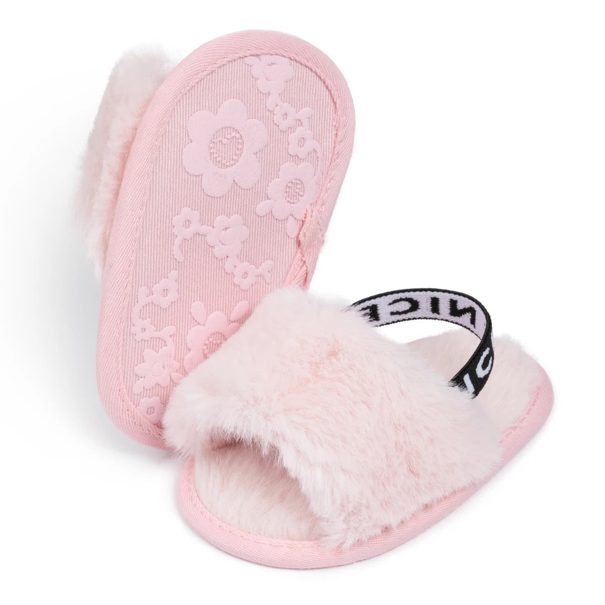 Infant girls soft fur slip on sandals SHO