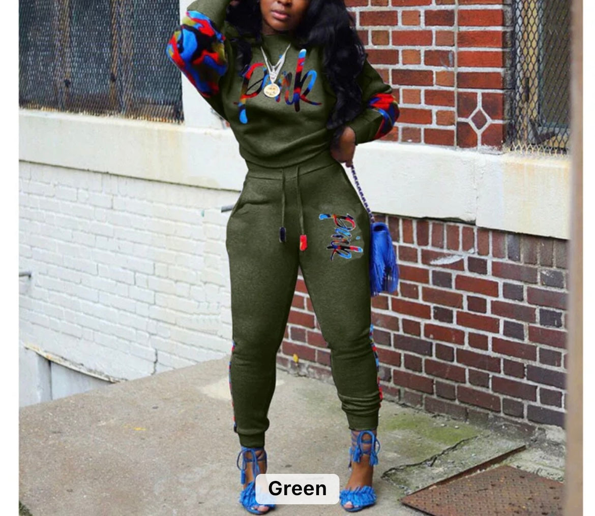 Women fall two pc sweatsuit