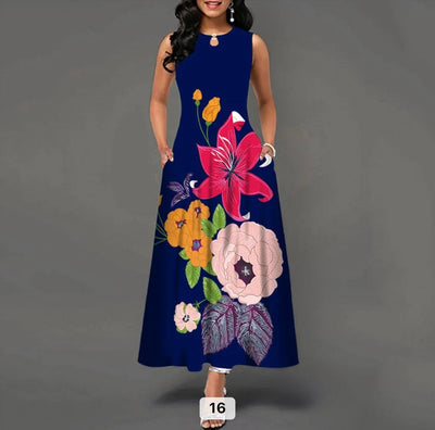 Women sleeveless bohemian retro casual dress
