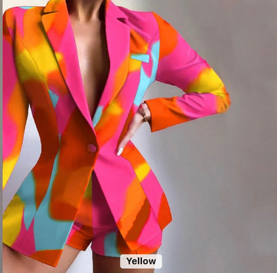 Women two pc blazer slim short suit