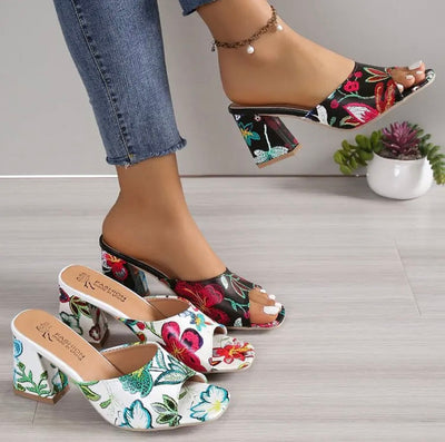 Women round heel pullover high heel
