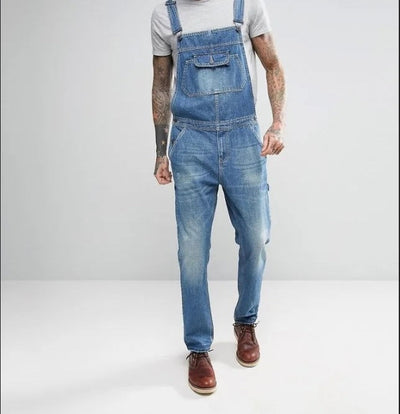 Men ripped jeans jumpsuit Yin