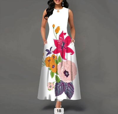 Women sleeveless bohemian retro casual dress