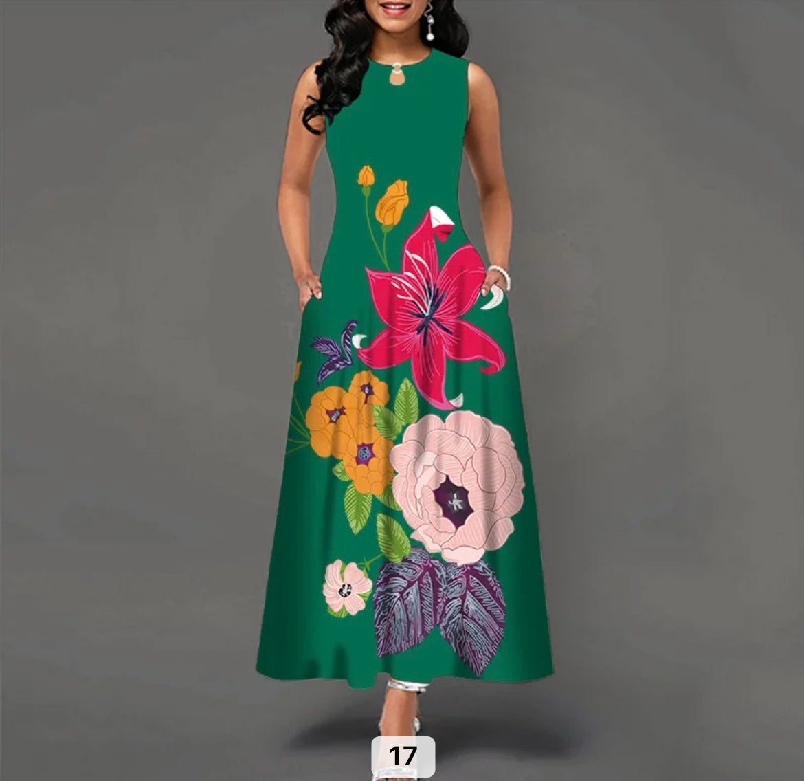 Women sleeveless bohemian retro casual dress