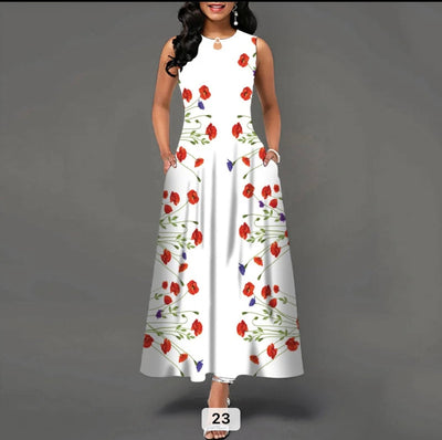 Women sleeveless bohemian retro casual dress