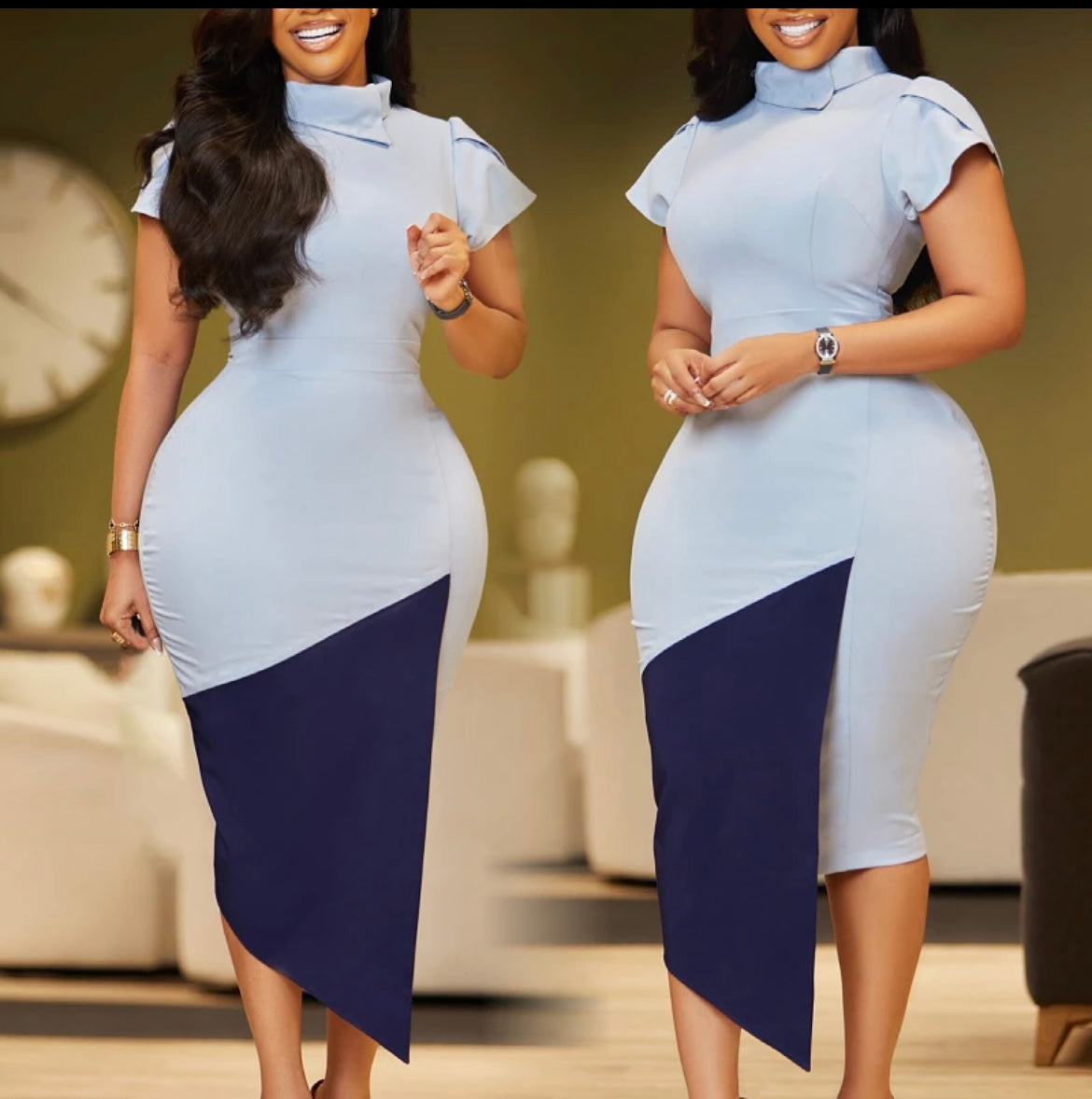 Women bodycon collar dress
