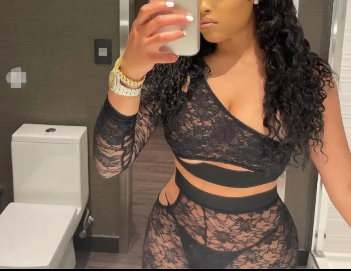 Women 2 Pc sexy lace see through