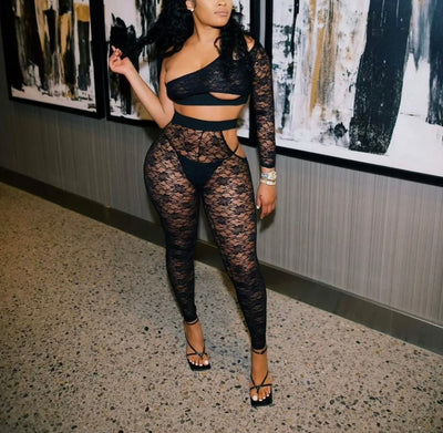 Women 2 Pc sexy lace see through