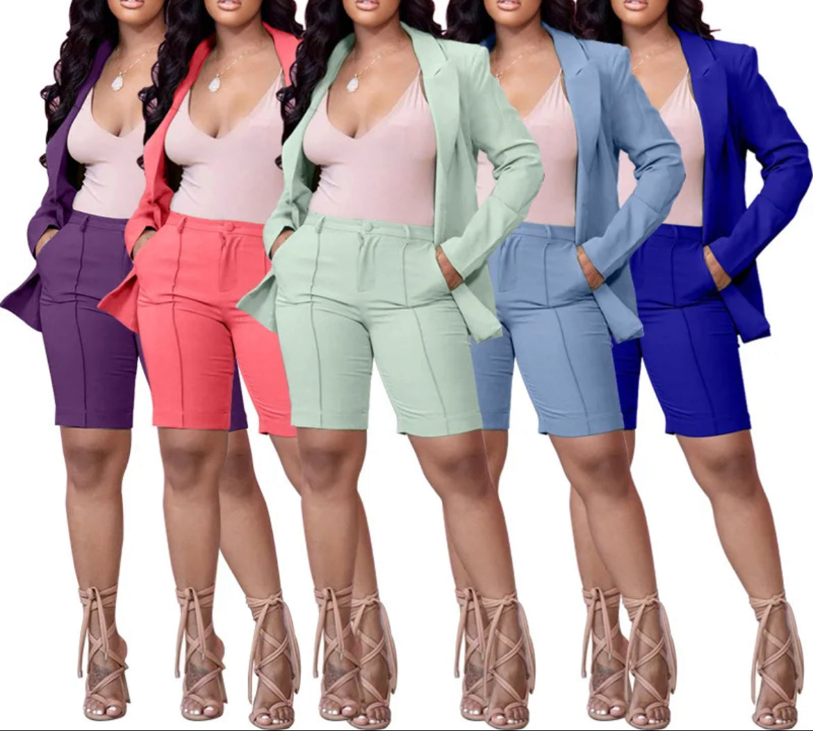 Ladies 2 Piece blazer shorts suit set