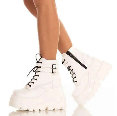 Women wedge heel side zipper boots