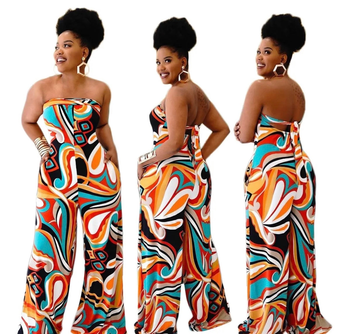 Women jumpsuit loose casual wide leg one piece