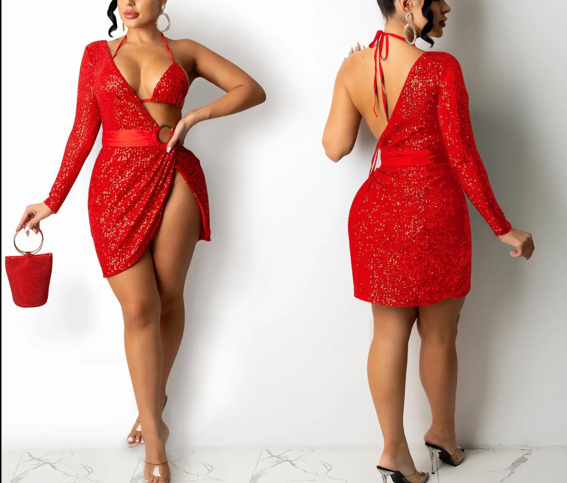Ladies casual sequined night club sexy dress