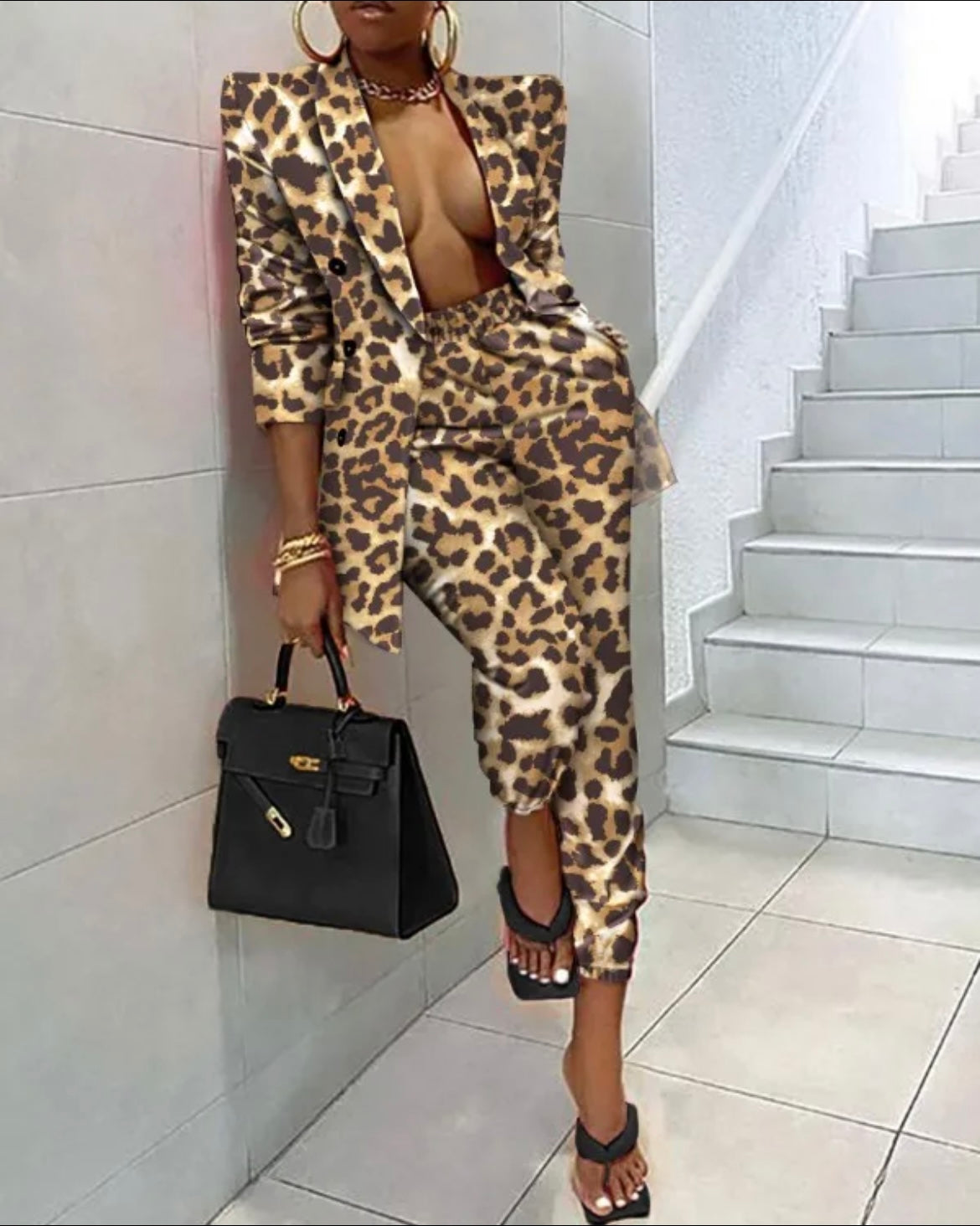 Women 2 Pc small high waist pants blazer suit