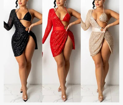 Ladies casual sequined night club sexy dress