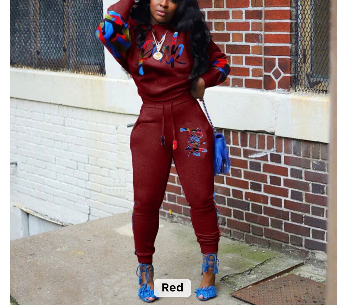 Women fall two pc sweatsuit