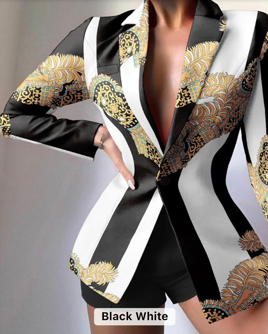 Women two pc blazer slim short suit