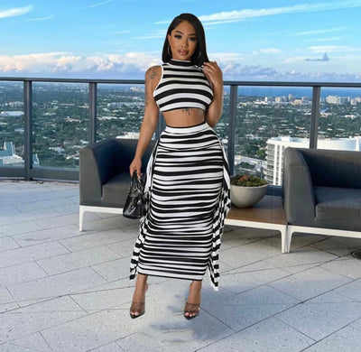 2 pc striped Skirt set