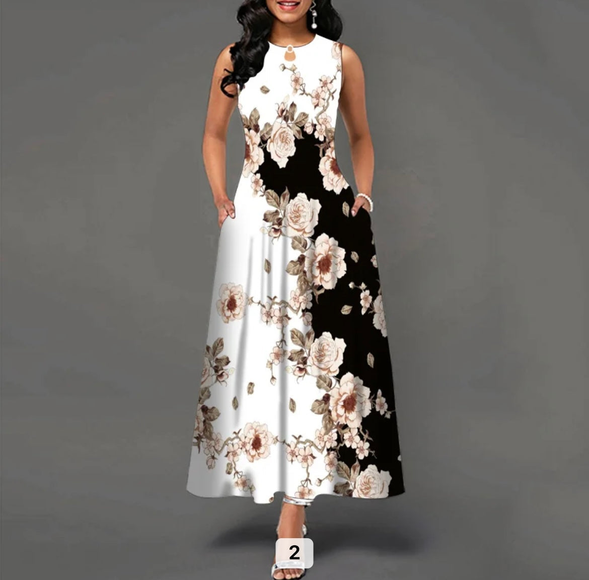 Women sleeveless bohemian retro casual dress