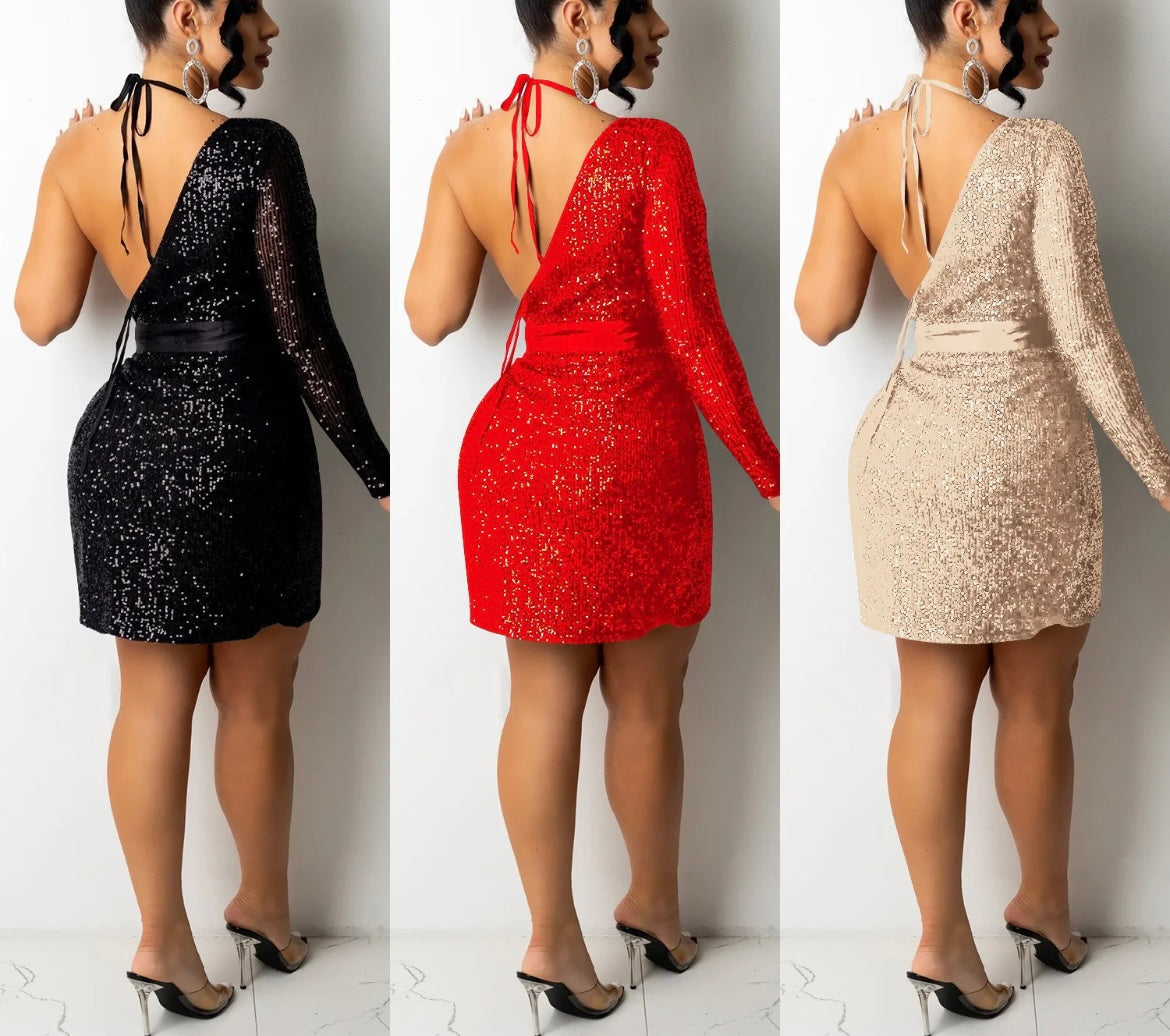 Ladies casual sequined night club sexy dress