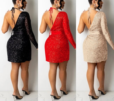 Ladies casual sequined night club sexy dress