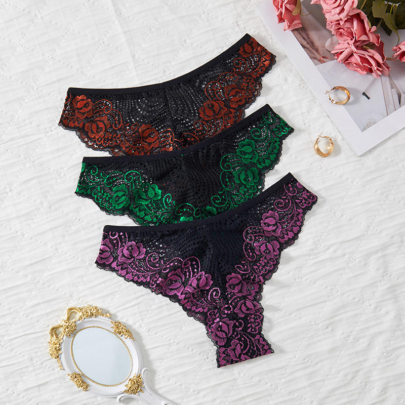 Women's Fashion Lace Embroidery Colored Sexy Underwear Temptation thong Women's Clothing