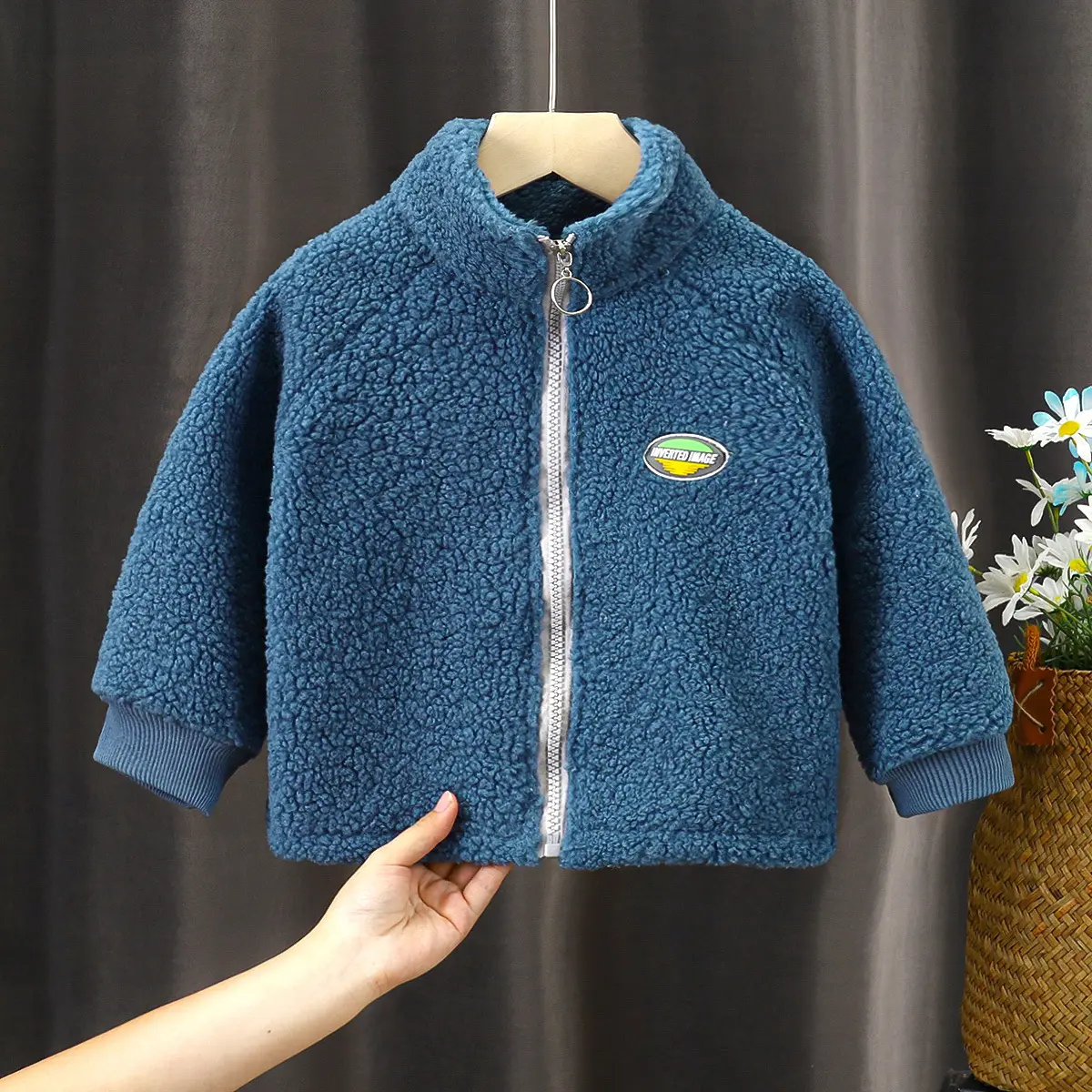 Baby Boys Girls Lamb Plush Outerwear Coat Custom Kids Jackets Coats Zipper Children Outwear Coat