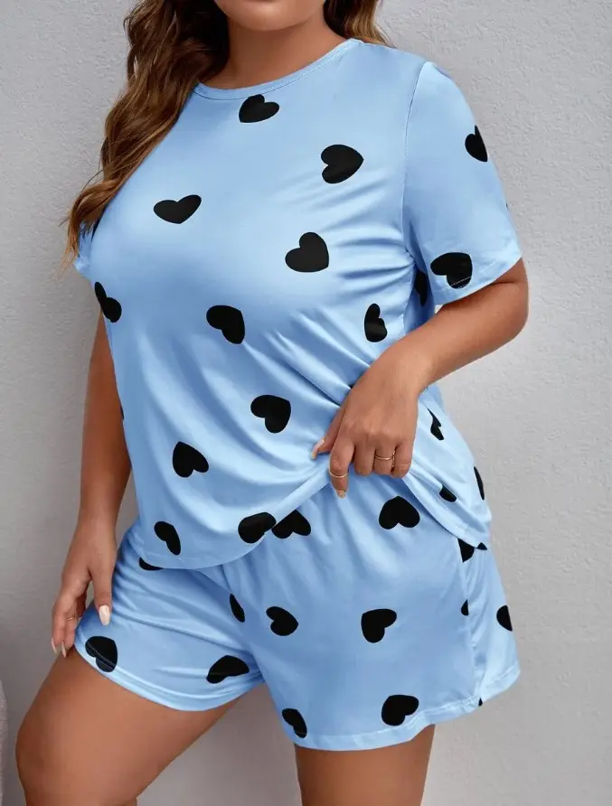 Women Plus Size Women's Pajamas With Added Fat Top Two Piece Set Nightwear for Home