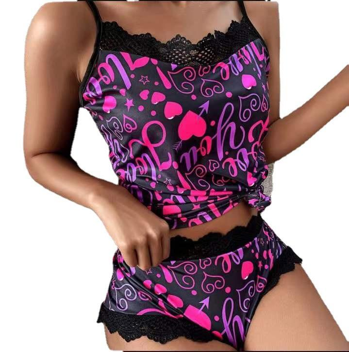 Women's Lingerie Plus Size Satin Sleepwear Smoothly Comfortable Silk Short Lingerie Set Sexy Underwear Pajamas For Womens