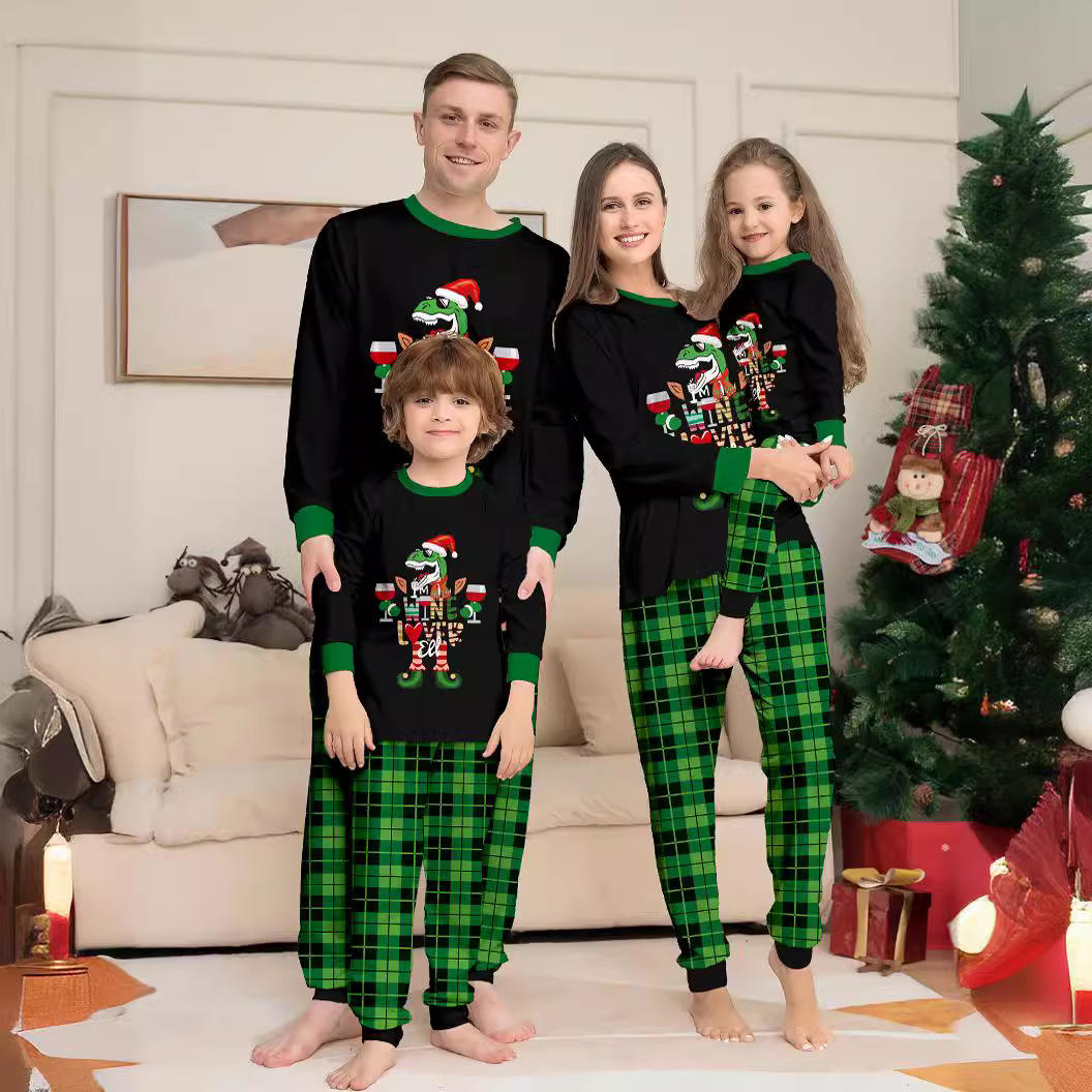 Christmas Cartoon Color Printed Fashion Parent Child Pajama Set