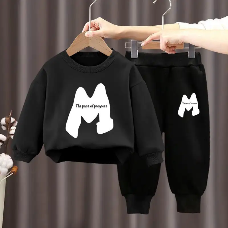 Long Sleeve Solid Colors Children's Boys Designers Clothes 2Pcs Boys Clothing Sets For Children