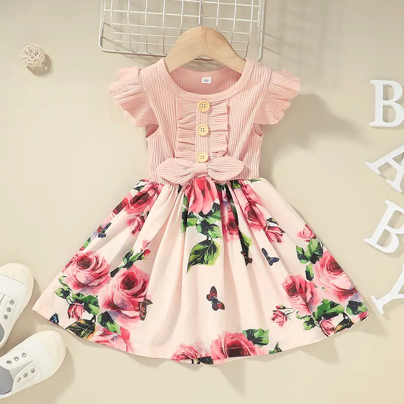 Baby Clothing Short Sleeve Formal Party Princess Flower Girls' Dresses