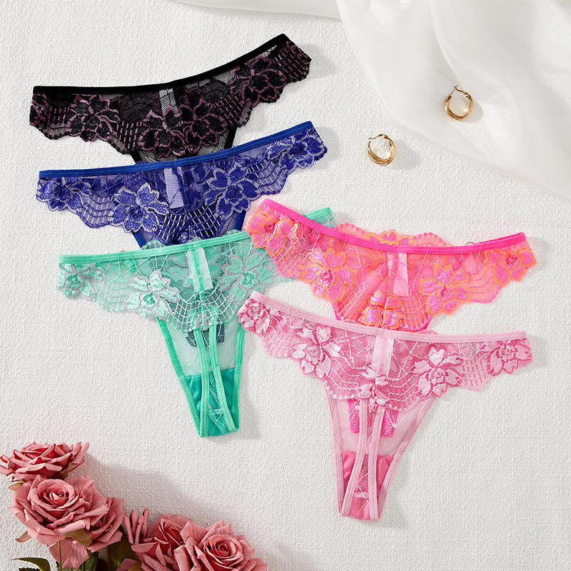 Flower Embroidery Sexy Comfortable European And American Lace Breathable Sexy Women Panties