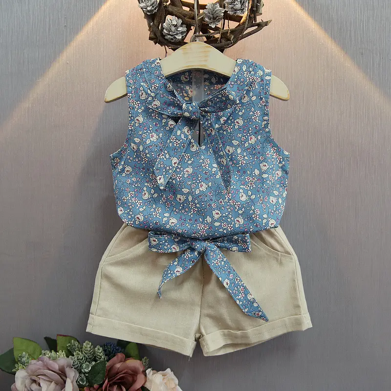 Clothing Set For Kid Girl 0-4 Years old Flower printed Short Sleeve