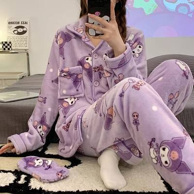 Cartoon Yugui Dog Sanliou Coral Velvet and Thick Velvet Sleepwear for Women