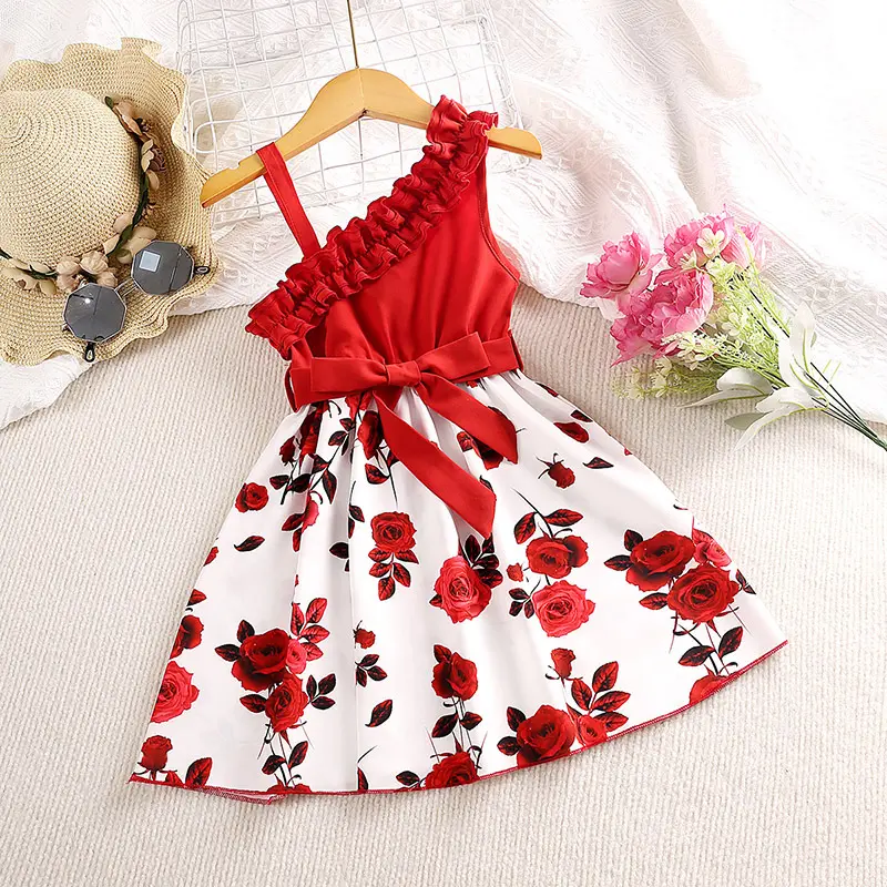 Princess Dresses 2024 Fashion Short Sleeve Flower Girls' Dresses Casual Baby Clothes Wholesale Children Dress