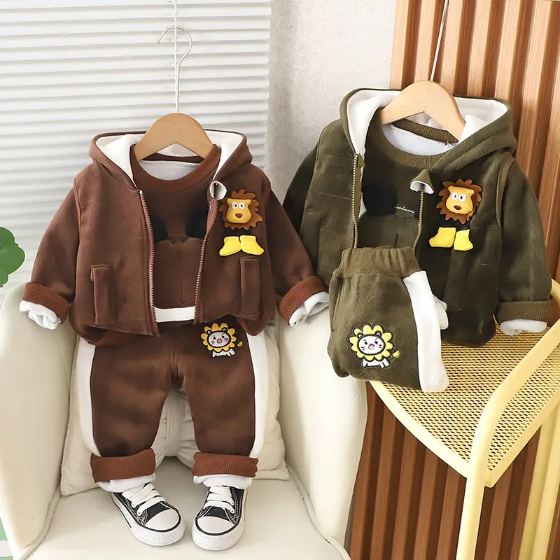 Children Clothing Suit Baby Boys Girls Clothes Kids Sport Hoodies Pants Waistcoat 3Pcs Fashion Toddler Tracksuit