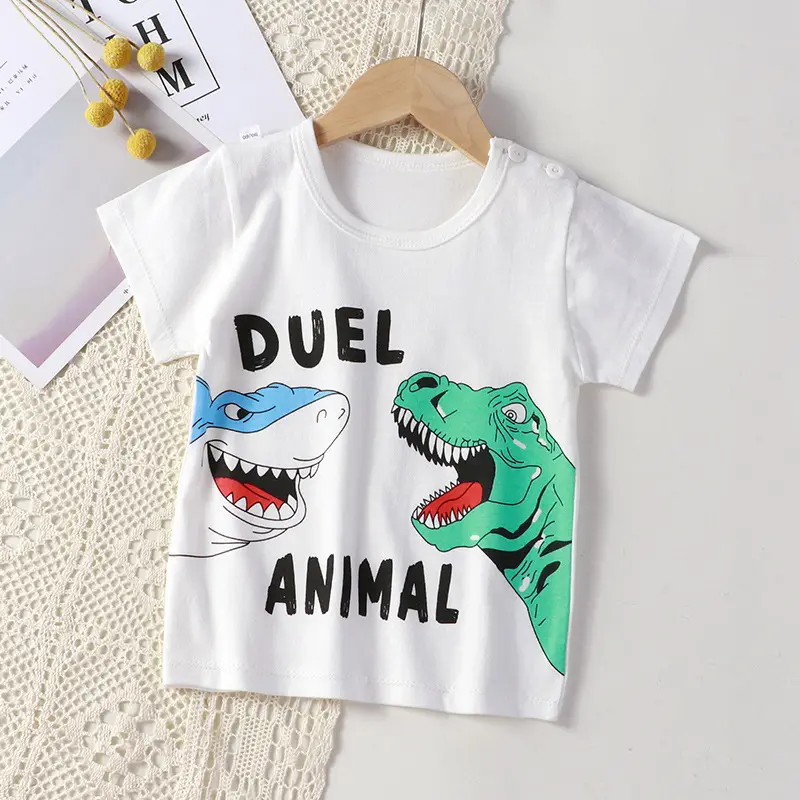 new children cartoon printing top kids baby short sleeve cotton boy girls' t-shirt