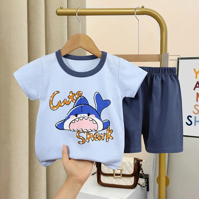 Short Sleeve T-shirt and Shorts Set Cartoon Print Kids