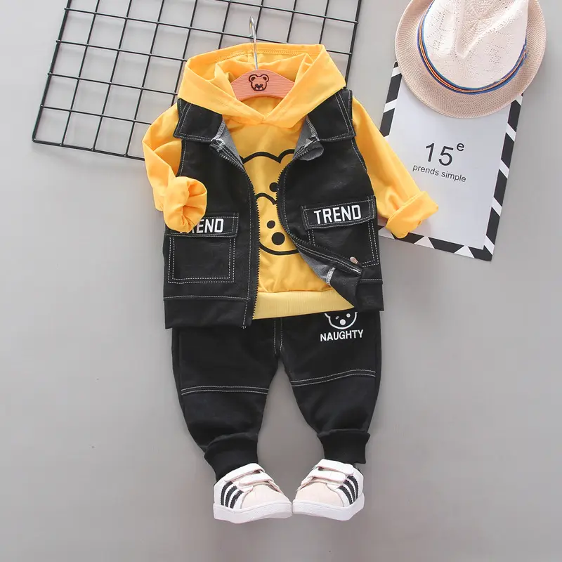Clothing Boy Jogger Set Cartoon Baby Clothes Three -Piece Hoodie Set Kids Wear