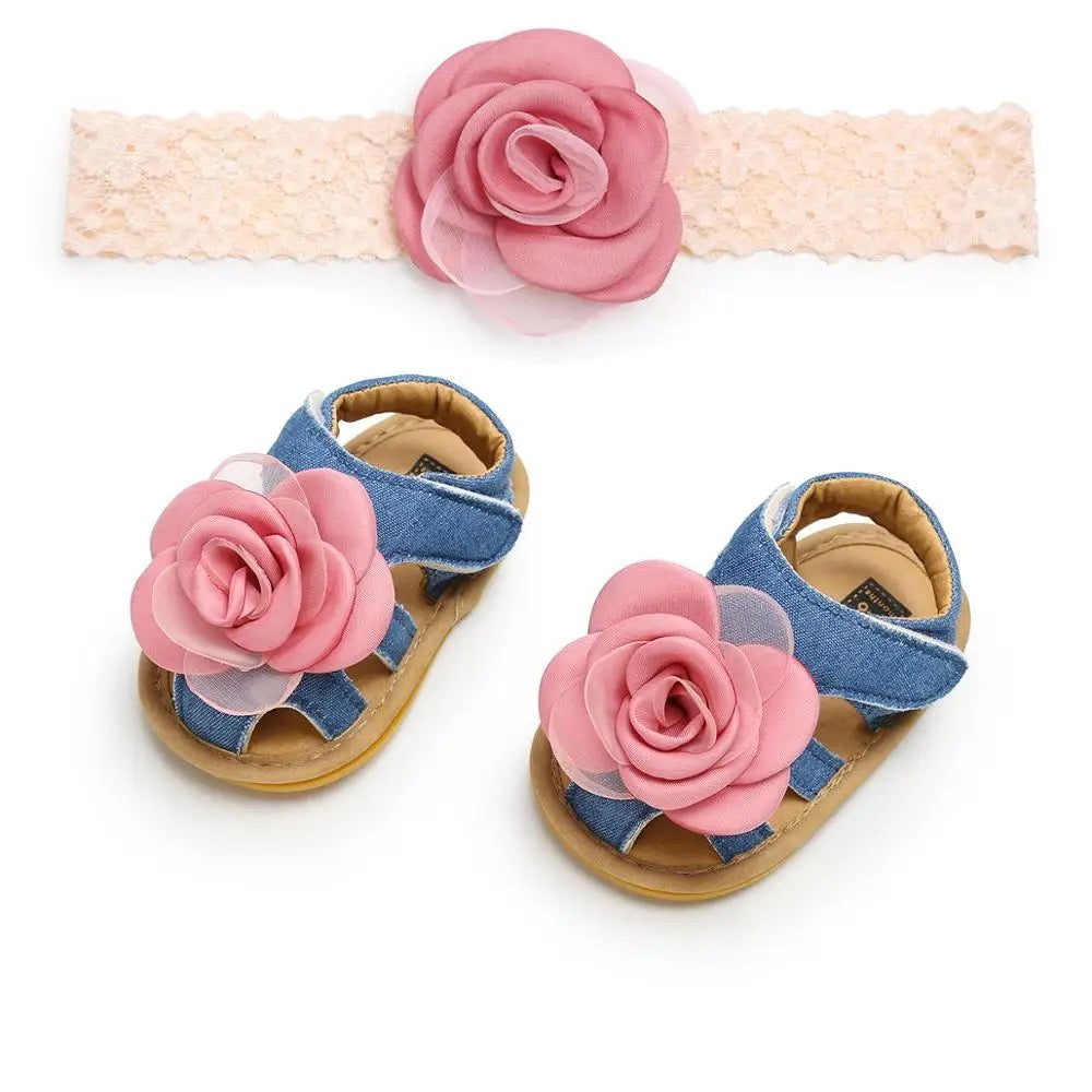 Infants sandals with headband